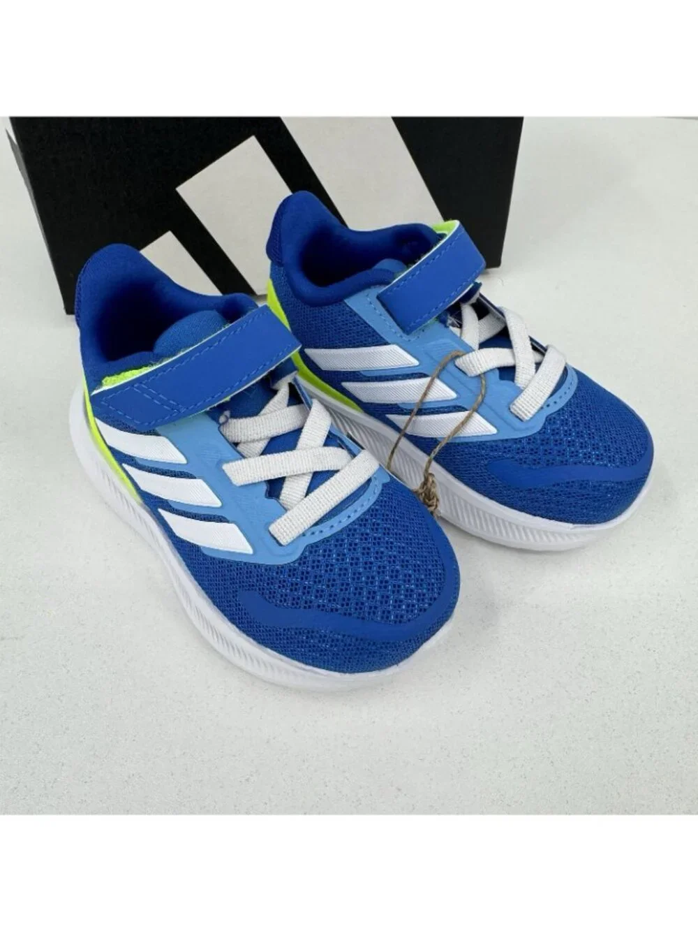 Adidas Infant Boys Run Falcon 5 EL Running Shoes size 5K Hook & Loop Blue JQ5667